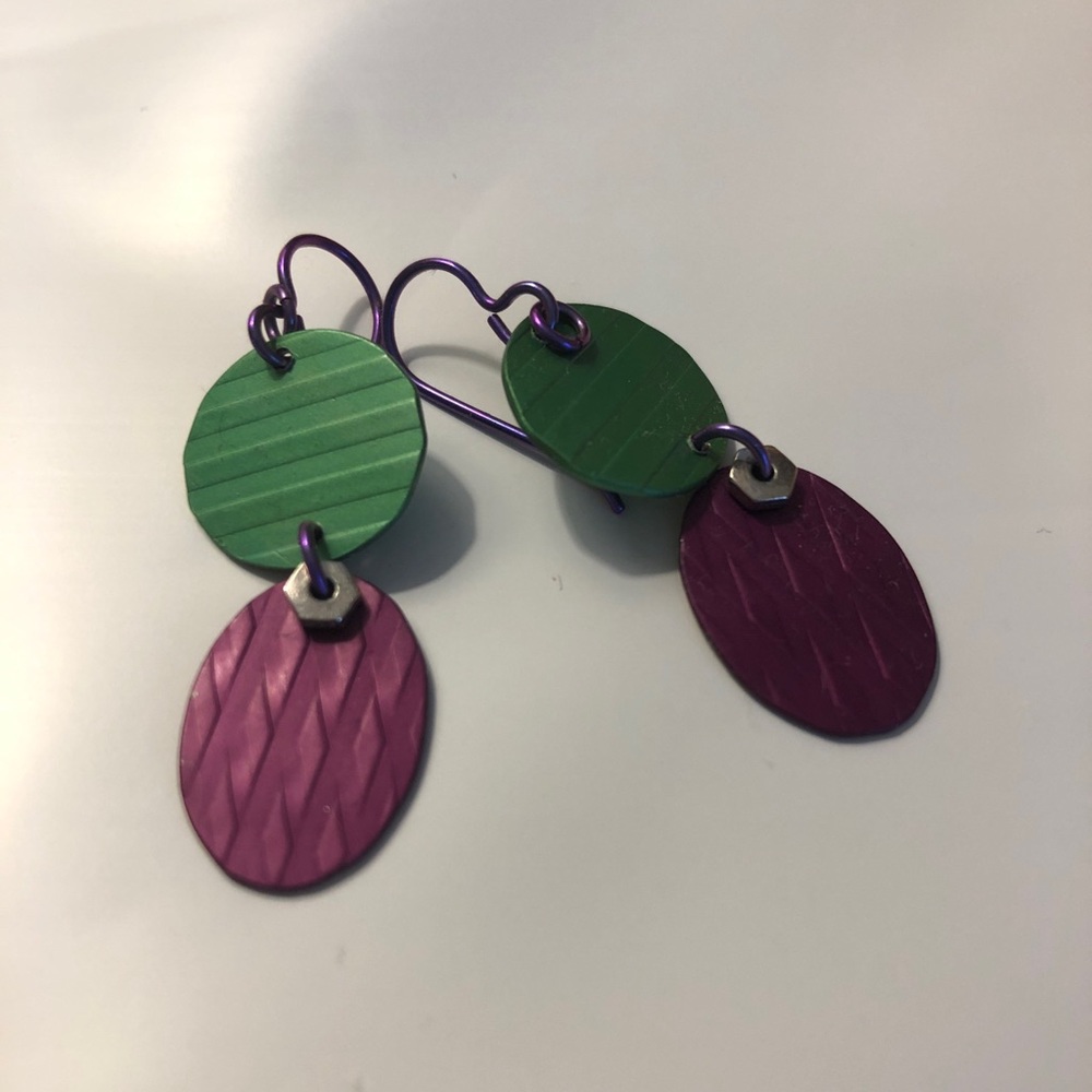 Purple and Green Earrings